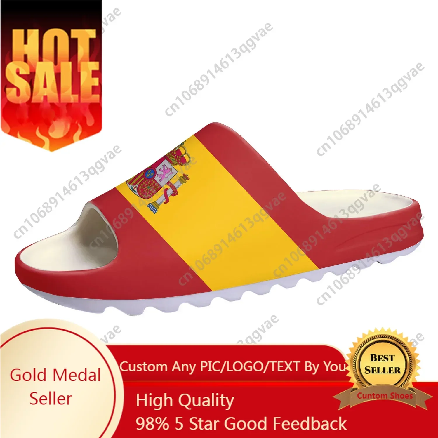 

Spanish Flag Soft Sole Sllipers Home Clogs Step on Water Shoes Mens Womens Teenager Beach Spain Customize on Shit Sandals