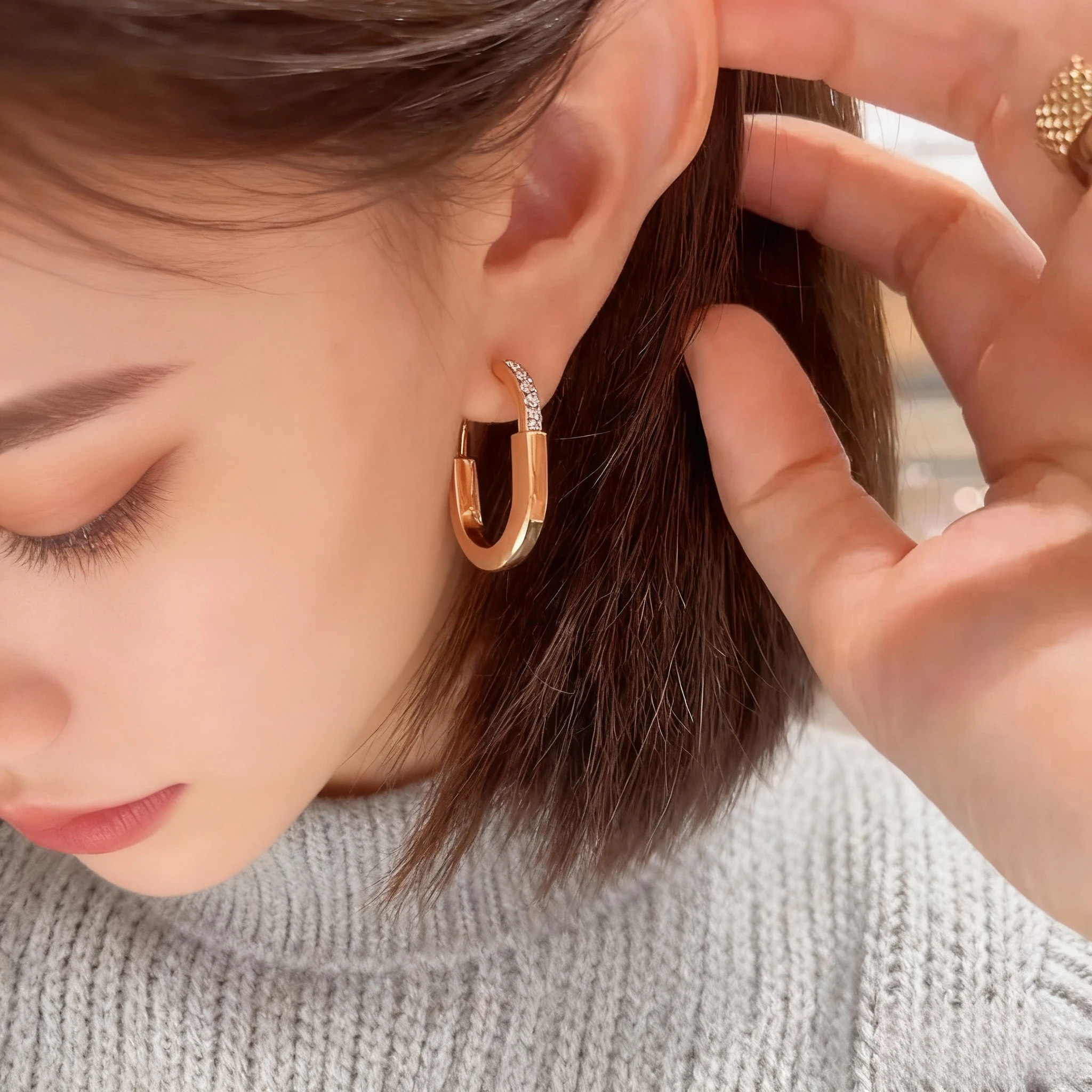 

2025 Trendy Jewelry allergy resistant earrings, U-shaped women's high-end luxury jewelry earrings, wedding anniversary gift