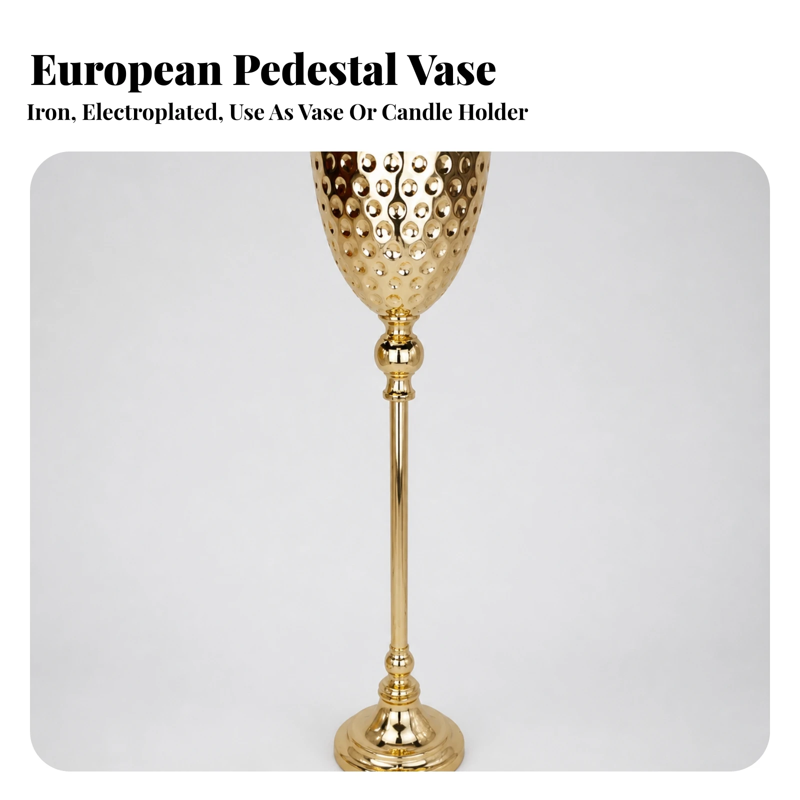 Flower Vase Tabletop Goblet Floral Urn Centerpiece Freestanding Vessel Electroplated for Wedding Planners, Weddings, Receptions