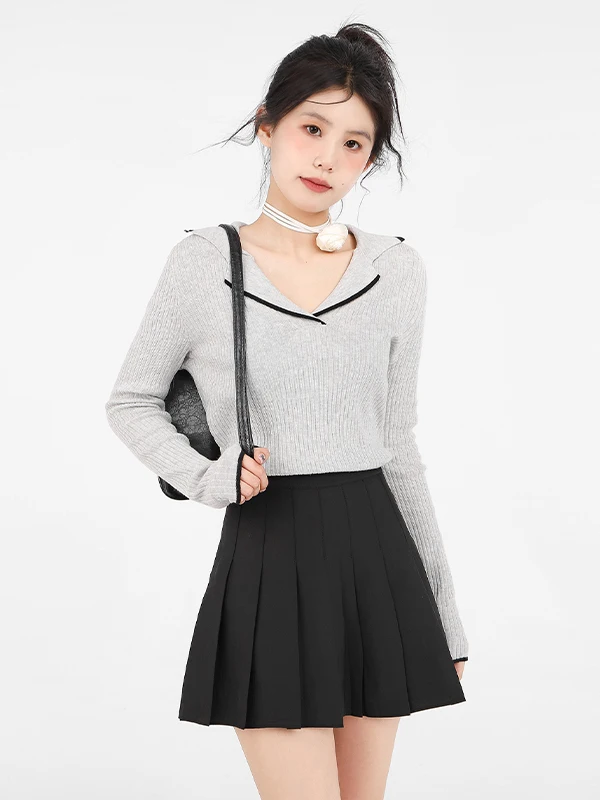 

Женский вязаный свитер с V-образным вырезом, тонкий, для ранней осени, с длинным рукавом, повседневный, приталенный, осенне-зимний