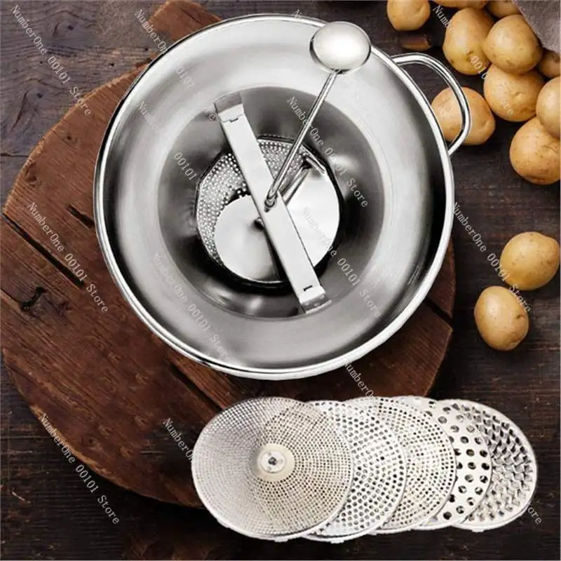 304 Stainless Steel Manual Food Grinder, Multi-Function Vegetable & Fruit Mud Maker for Kitchen Use
