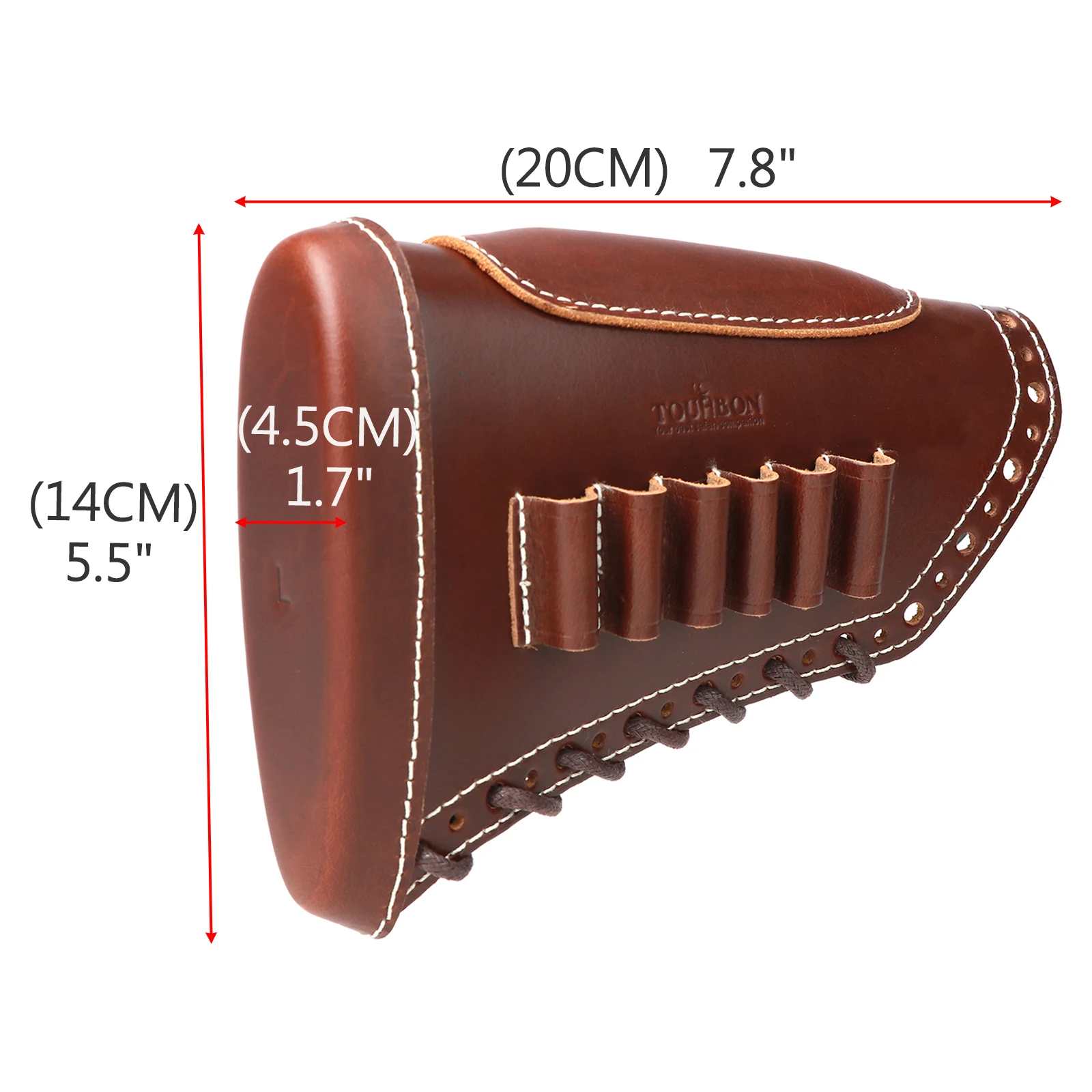 Tourbon Hunting Leather Rifle Cheek Rest Adjustable Gun Buttstock Cover Protector Pads with Cartridges Bullet Holder