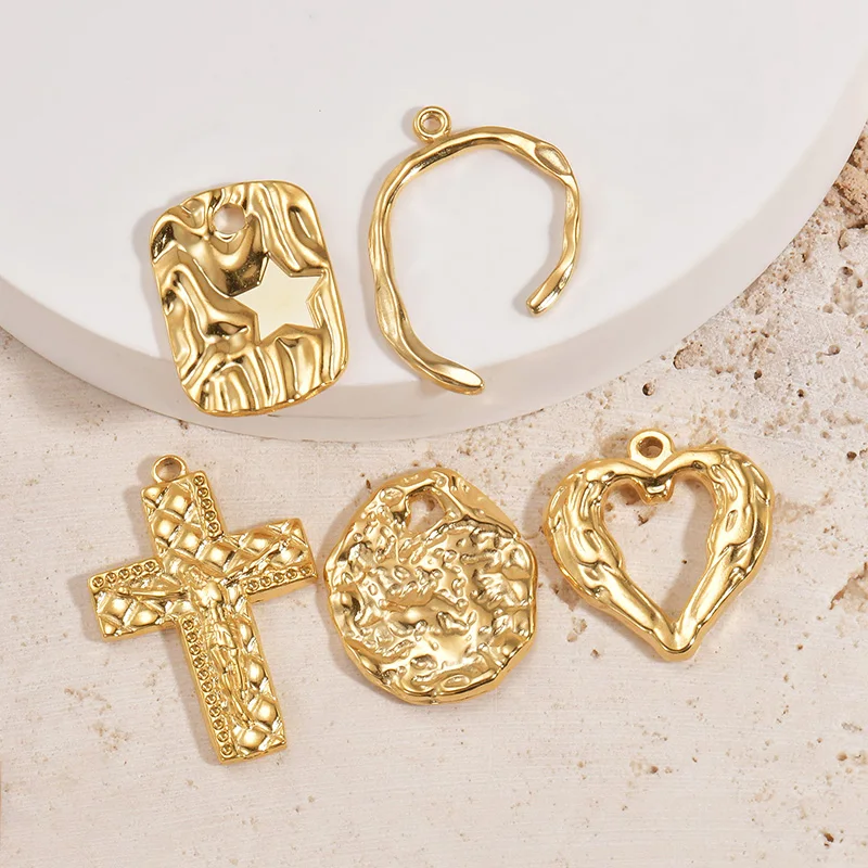 4pcs Stainless Steel Pendants Stars Heart Crosse Connector Charms for Jewelry Making Supplies Earring Necklace Bracelet Pendant