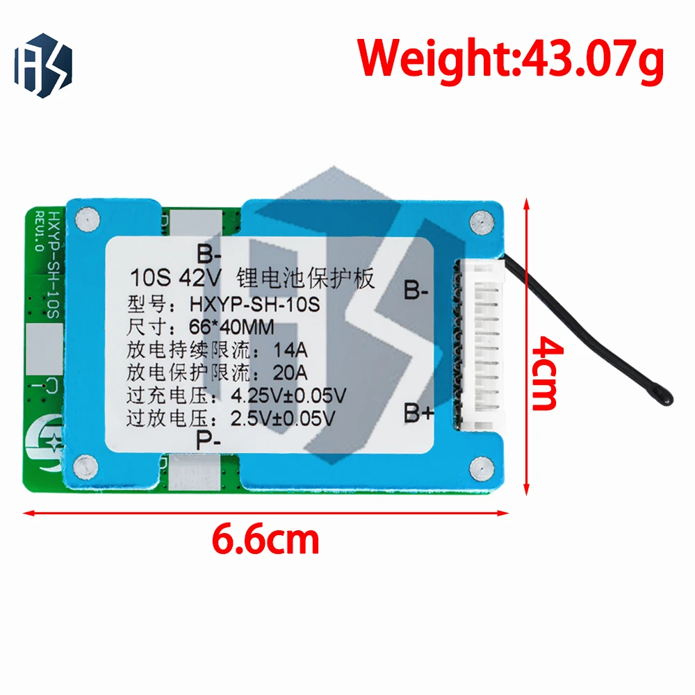 10S 42V 15A BMS Protection Board - For Polymer and 18650 Lithium Batteries with Built-in Balance and Temperature Control