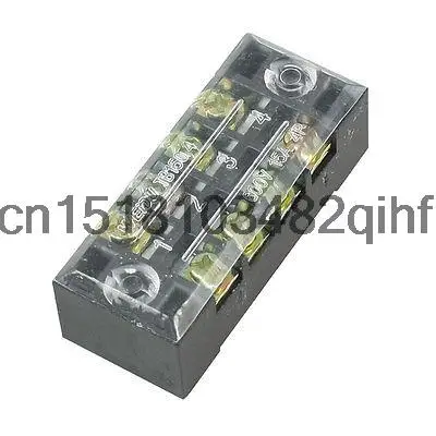 600V 15A Double Rows 4P 4 Positions Covered Barrier Screw Terminal Block
