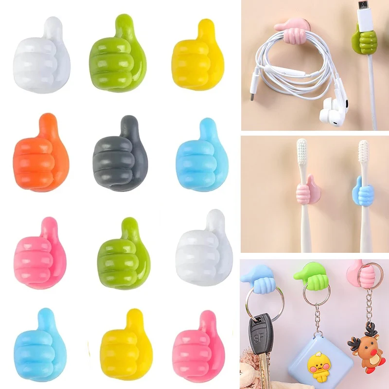 Silicone Thumb Wall Hook Cable Management Wire Organizer Clips Wall Hooks Hanger Storage Holder For Kitchen Bathroom Car Mouse