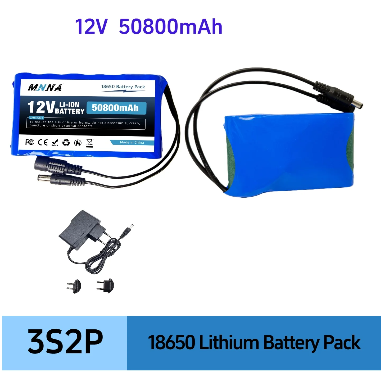 

НОВЫЙ Портативный супермощный аккумулятор 12В 50800мАч, перезаряжаемый литий-ионный аккумуляторный блок емкостью 12.6В 50.8Ач для камер видеонаблюдения + зарядное устройство