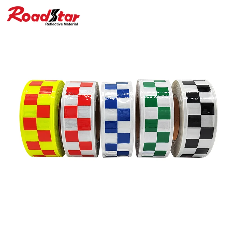 

Светоотражающая лента Roadstar 5 см из ПВХ с микропризматическим эффектом, с принтом в клетку, для пришивания на защитную одежду, сумки, кепки, светоотражатель