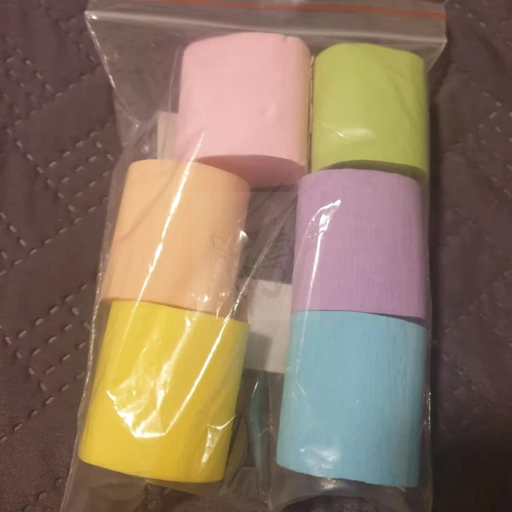 6 Stück leuchtende Pastellfarbene Papierbandrollen, sanfte Farben, elegante Krepppapierbänder für Geburtstags-, Hochzeits- und Partydekoration, Bastelarbeiten, Celeb – Detail 8