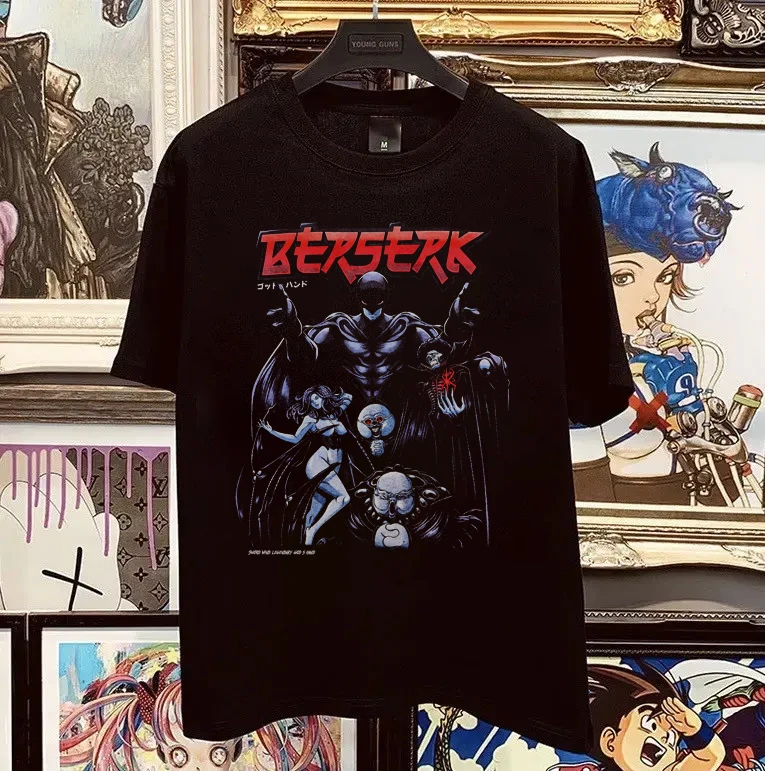 Berserk Short Sleeves Sword Wind Legend Griffith Hand of God Men's Printed Cotton T-Shirt Men's Women's Large Size Short Sleeves