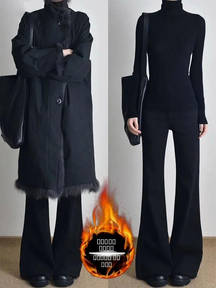 

Джинсы Bla Fce Thi, женские, зимние, новые, свободные, не обтягивающие, с высокой талией, прямые, в пол, повседневные, стильные