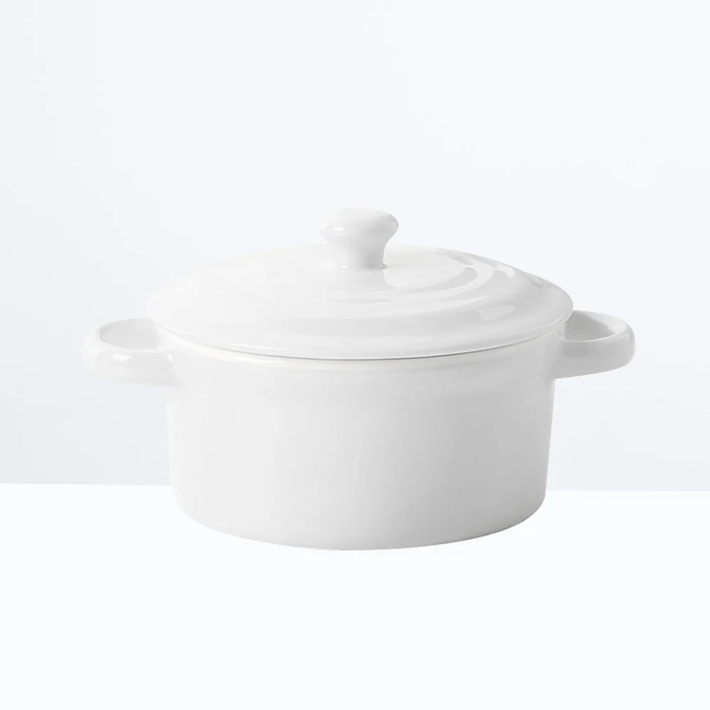 

Ceramic Rice Bowl 200Ml Double Handle Soup Bowls Lid Baby Tableware Egg Custard Pudding Ceramic Rice Bowl with Lid