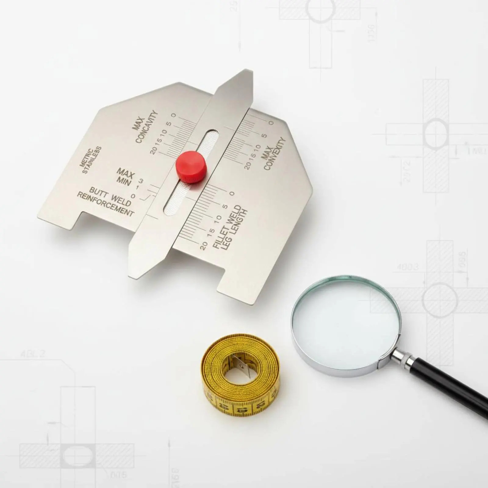 Weld Inspection Set Multi-Function Weld Bead Gauge Hi Lo Gauge Precision Measuring Stainless Steel for Metalworkers, Workshop