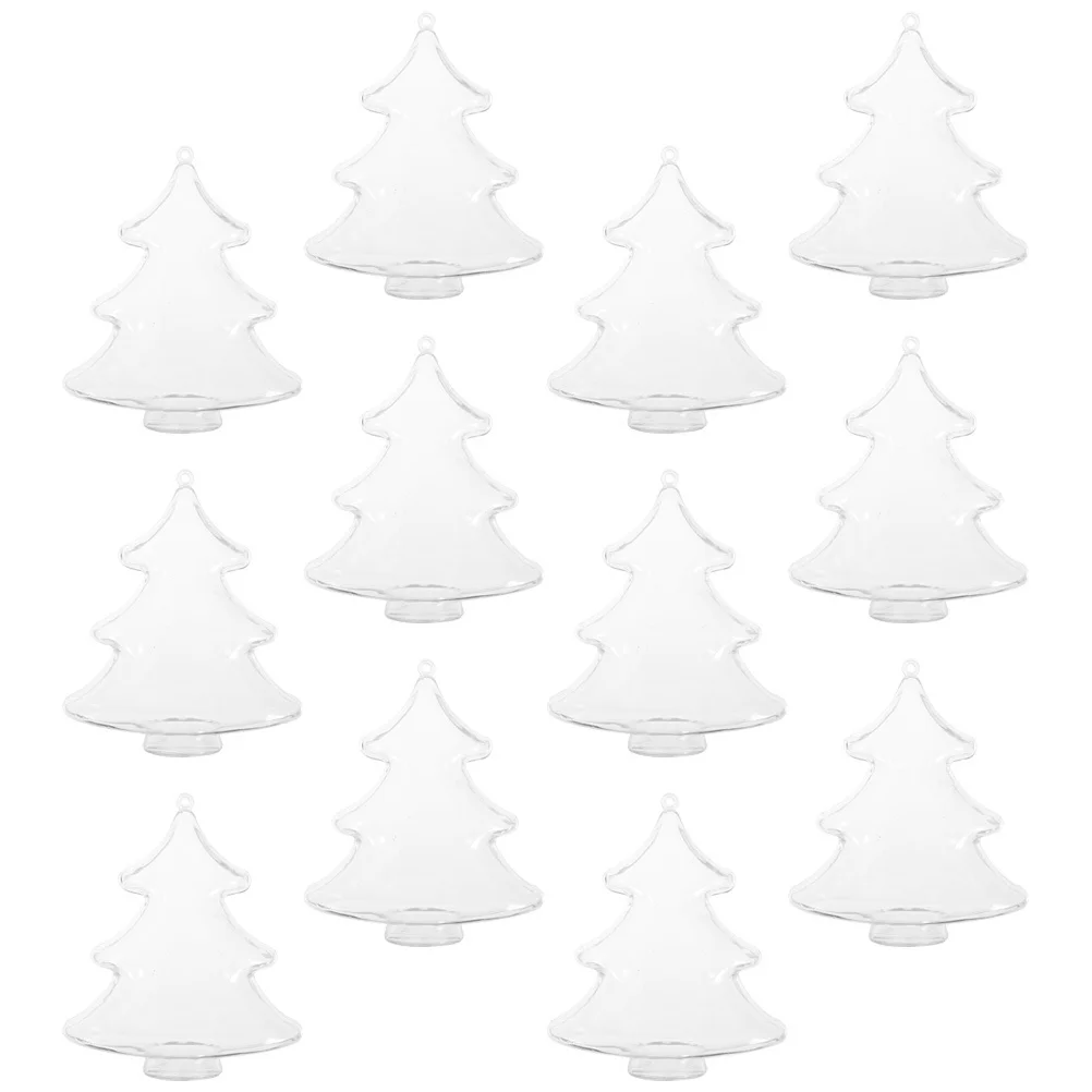 

12Pcs Clear Plastic Fillable Christmas Tree Ornaments DIY Xmas Tree Hanging Decorations Party Decor Transparent