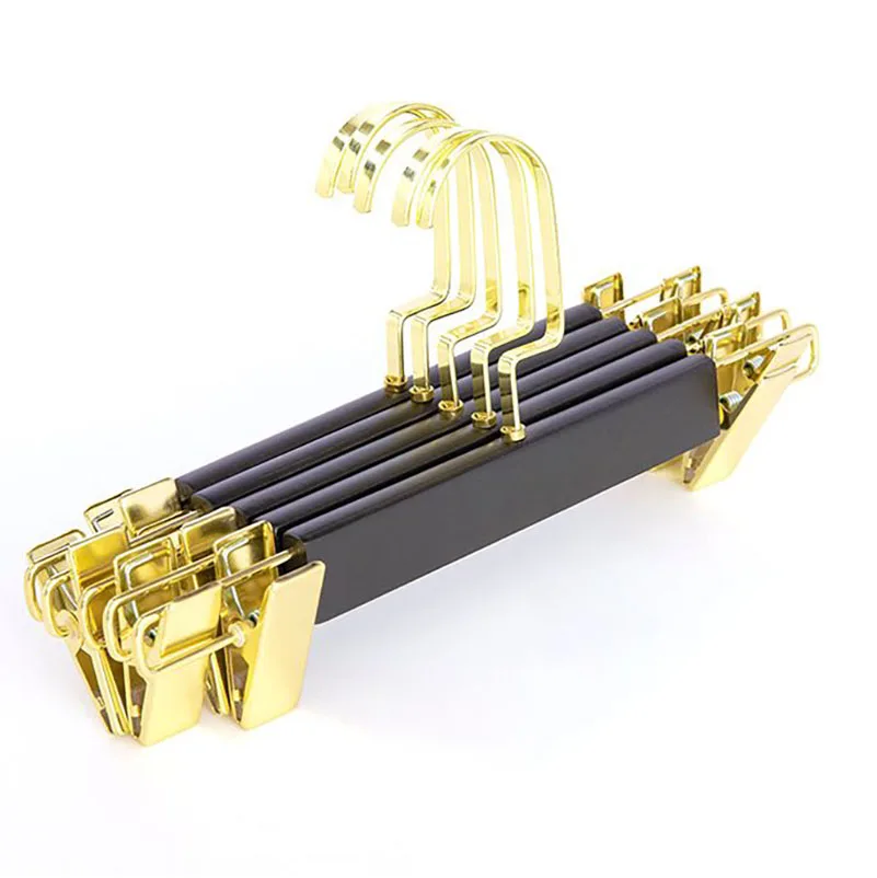 Light Luxury Wooden Hanger Non-slip Suit Coat Hanger Closet Organizer,Gold Hook Pants Rack Balcony Drying Rack,10Pcs/set