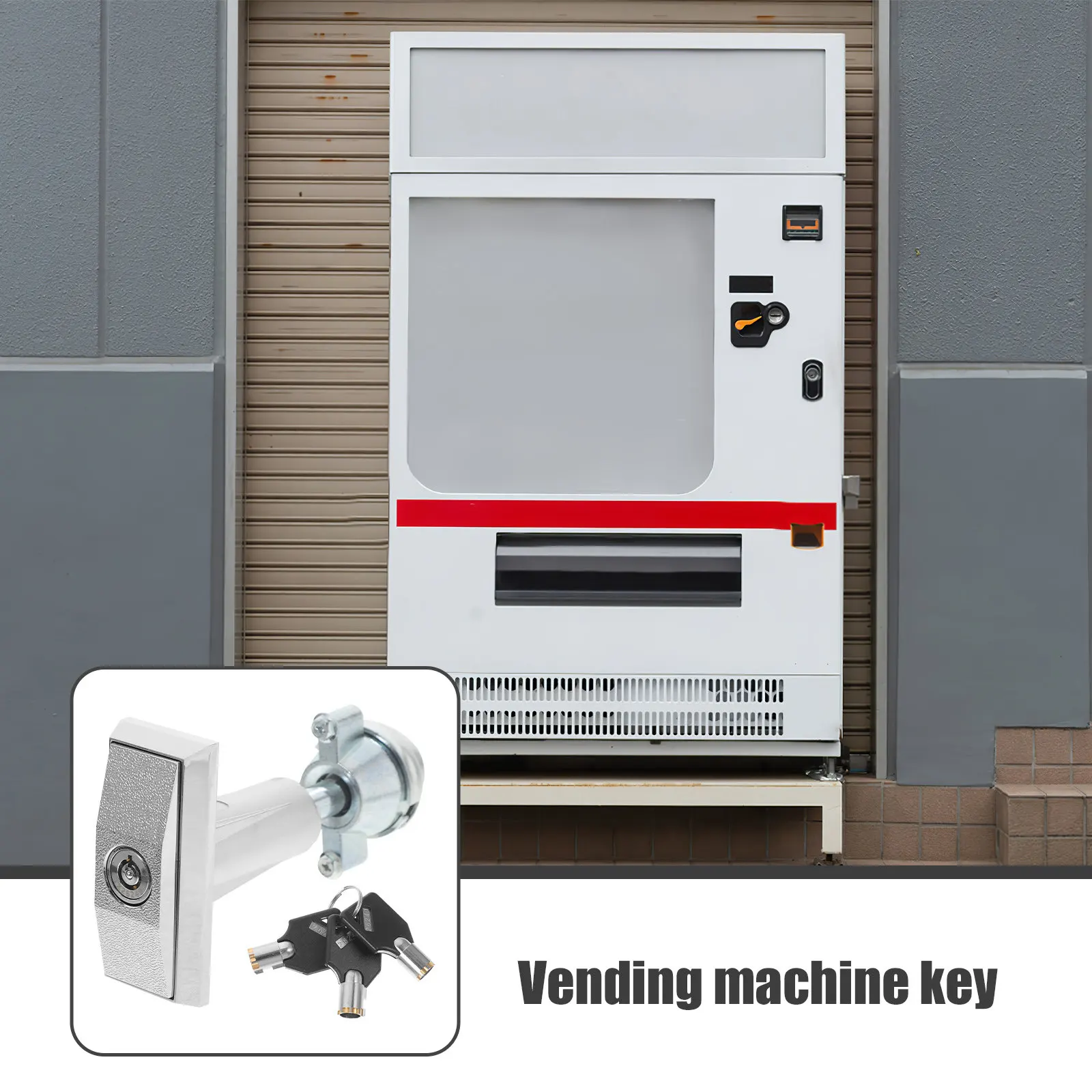 

Automatic Vending Machine Lock T Handle Zinc Alloy High Security Snack Candy Door Knob Locks Key Chain Inside Replacement Gaming