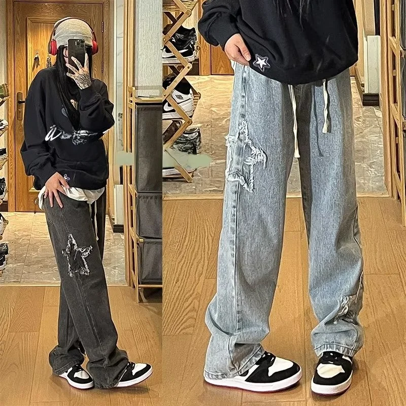 

Bla Straight Leg Wide Leg Jeans Men's plus Size 300 Pou American High Street Sle Loose Fit Autumn Winter Denim Pants