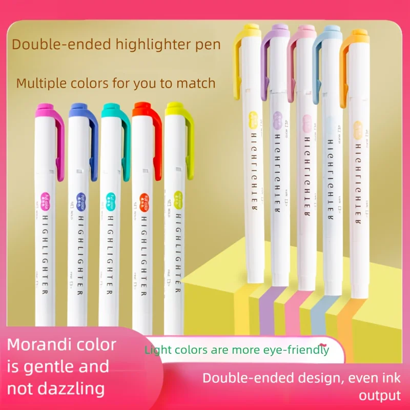 مجموعة هايلايتر ذات طرف مزدوج مع أطراف رفيعة وعريضة - هايلايتر مزدوجة الأطراف عالية الجودة وغير سامة، مثالية للطلاب والفنانين #1