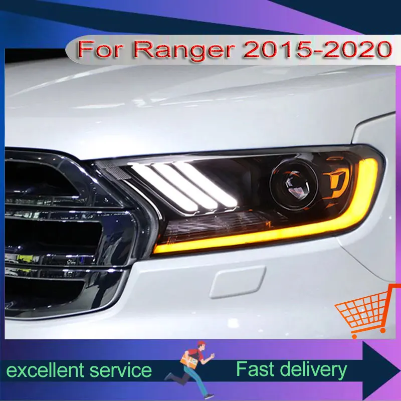 

Automobile Lamp For Ford Ranger 2015-2020 Headlights Assembly Modified Project Lens LED Mustang Dynamic Daytime Running Lights