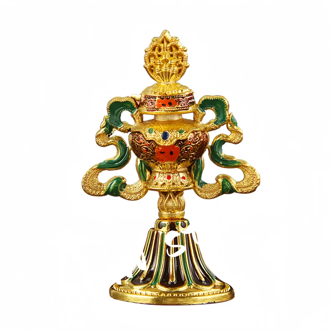 8ชิ้น/เซ็ต8.5ซม.โบราณสีชุบพุทธซัพพลายเออร์ทิเบต Tranic แปดมงคลสัญลักษณ์ใส่ตกแต่ง Instruments