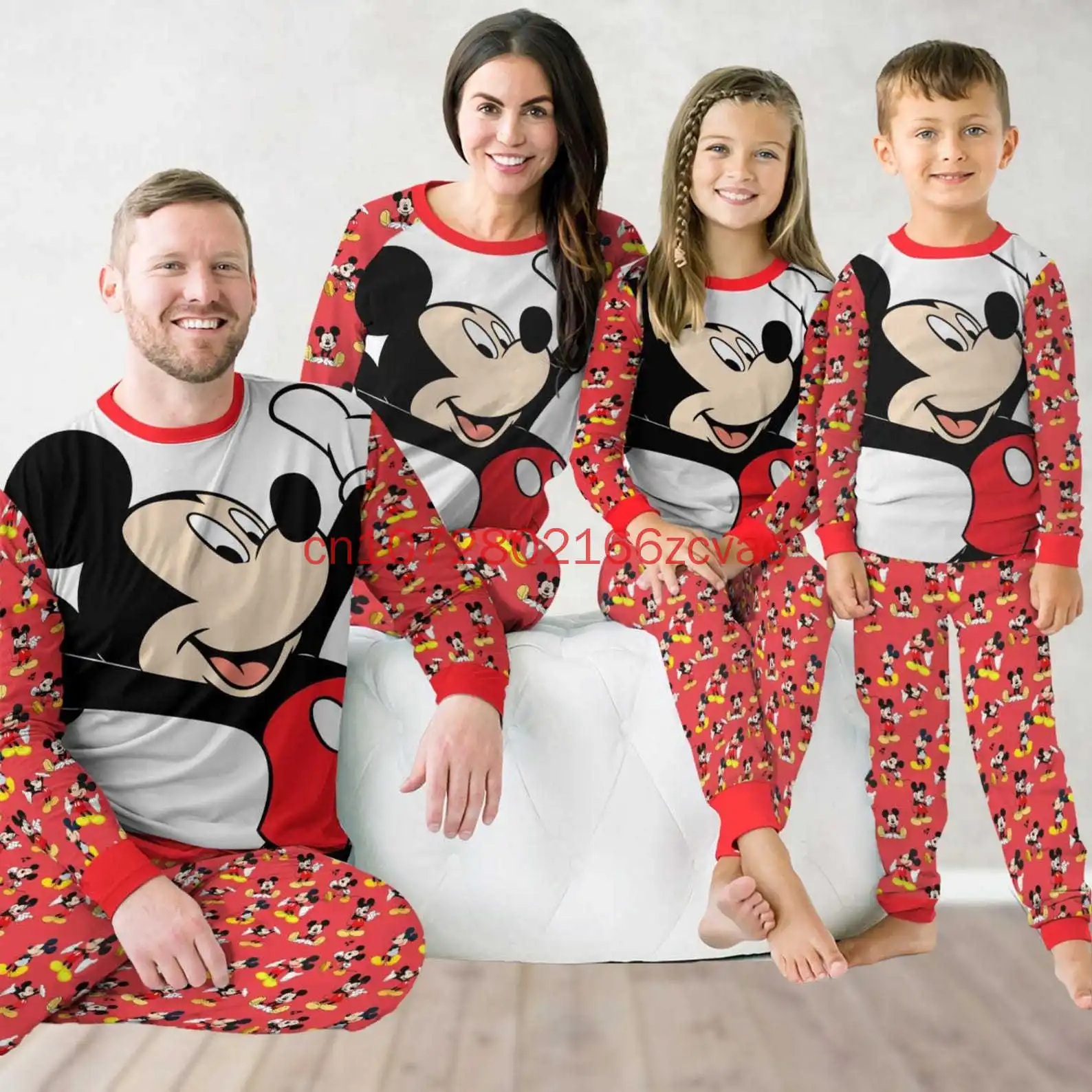 

Mickey Mouse Christmas Pajamas Set for Family/Couples/Kids New Year's Costumes Allover Print Full Sleeve O Neck Pullover 2 Piece