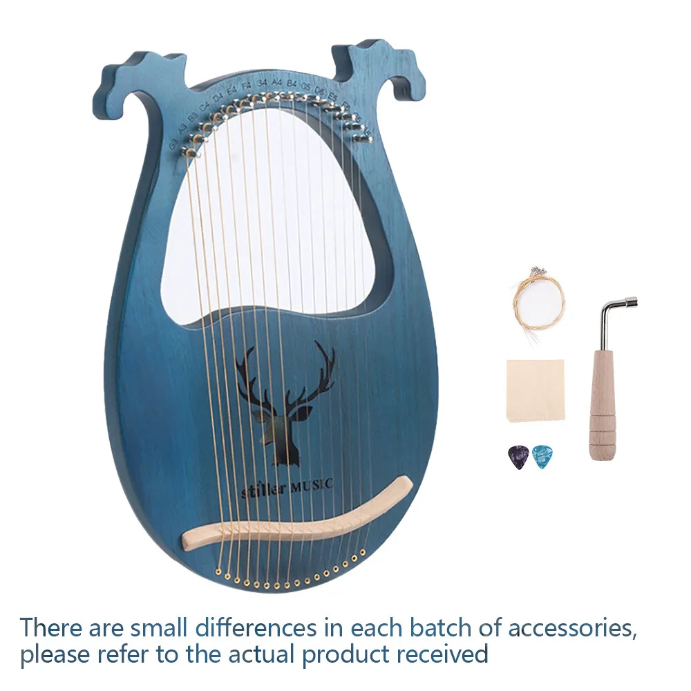 

New Lyre Harp,16 Metal String Harp Solid Wood Mahogany with Tuning Wrench Gift
