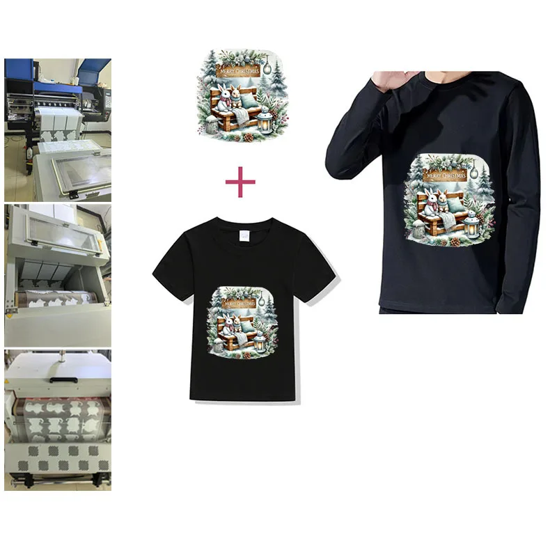 23 cm Kerst sneeuw auto huis Ijzer Op Warmteoverdracht Sticker Voor Kleding DTF Pinted Vinyl Thermische Applicaties Wasbare T-Shirt sticker