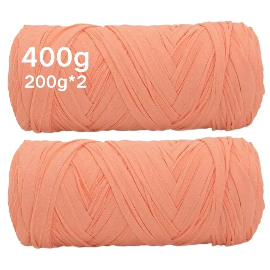 400g T-Shirt-Garn Dickes Stoffgarn zum Häkeln Stricken Tasche Korb DIY Handgemachter Teppich Baumwolle Polyester Stoffgarn – Detail 4