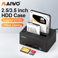 MAIWO Dual-bay Hard Drive Docking Station for 2.5/3.5 Inch HDD Docking Station Case Supports Offline Clone Reading CF&SD Cards