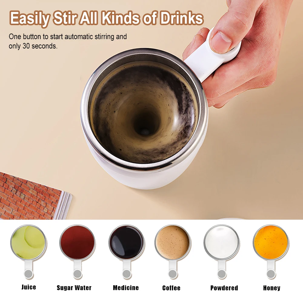 Automatic Stirring Cup Magnetic Cup 304 Stainless Steel Intelligent Coffee Milk Stirrer Court Office Stirring Cup Insulation Cup