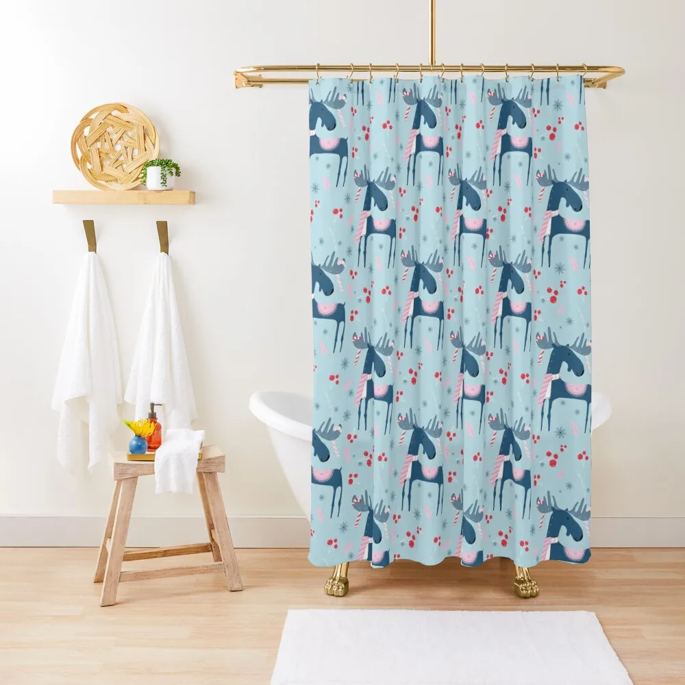 

Christmas moose Shower Curtain For Shower Shower Bath Waterproof Bathroom Cute Curtain