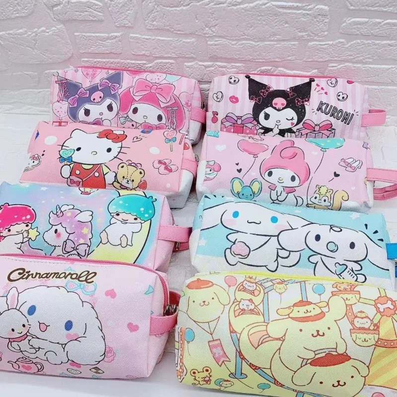 Kawaii Kuromi My Melody Cinnamon Roll Large Capacity Pen Case Anime Sanrio Girly Heart Cute Waterproof Stationery Storage Bag