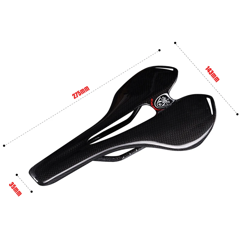 Mountain Bike Carbon Saddle, MTB Road Bicycle Saddles, Racing Bike Seat Accessories, Hollow Design,275x143mm