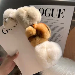 DuoShang Autumn and Winter Otter Rabbit Fur Hair Claw Large Square Plush Claw Clips Sweet Crab Hair Clips Women Hair Accessories