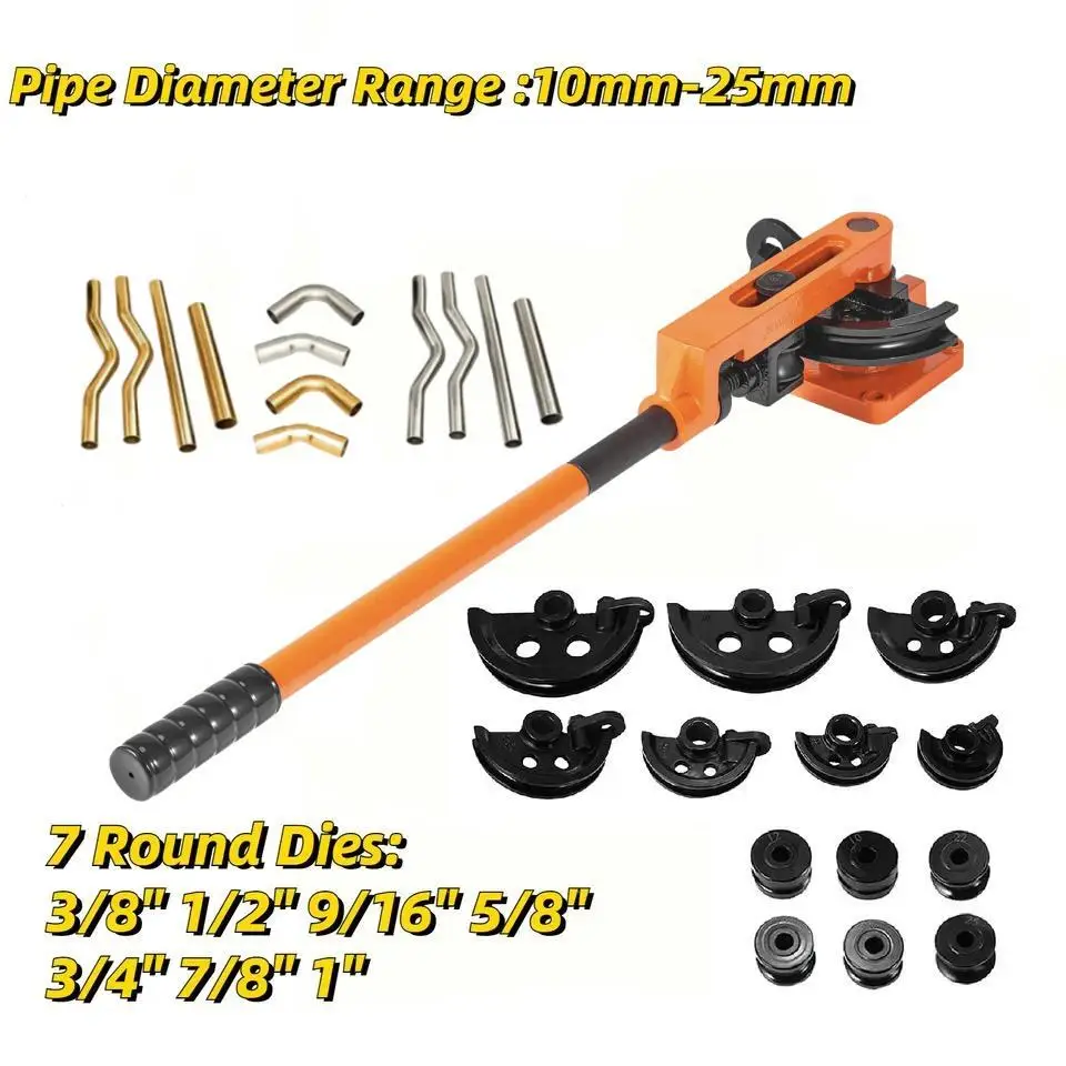 180 Degree  U Shaped Copper Pipe Bender  Machine Steel Tube Bending Tool 10mm-25mm Tubing Bender Thickness 0.8-2.0mm with 7dies