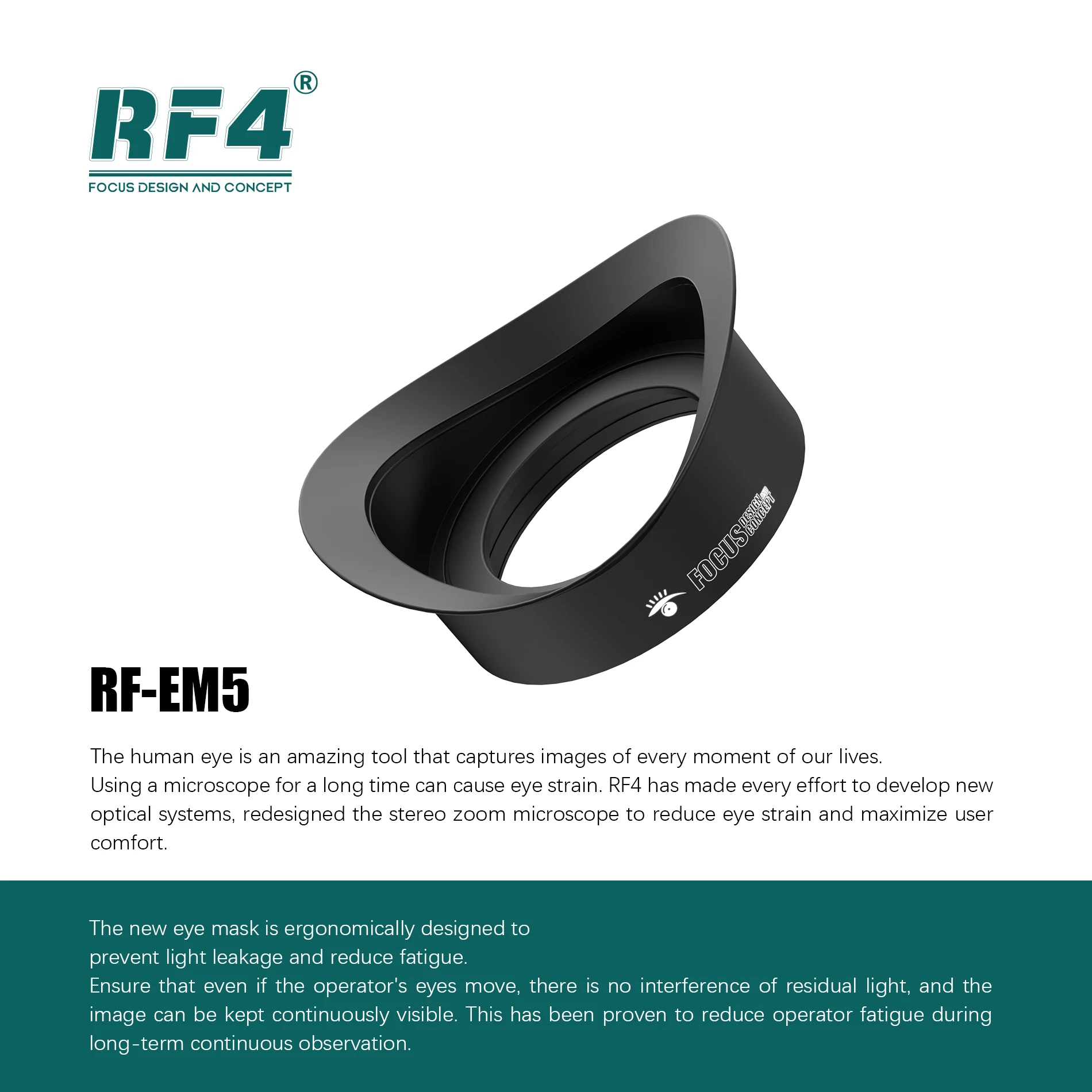 Ocular estéreo RF4 para microscopio, protector ocular de goma, evita fugas de luz, antifatiga, Copas de protección, RF-EM5
