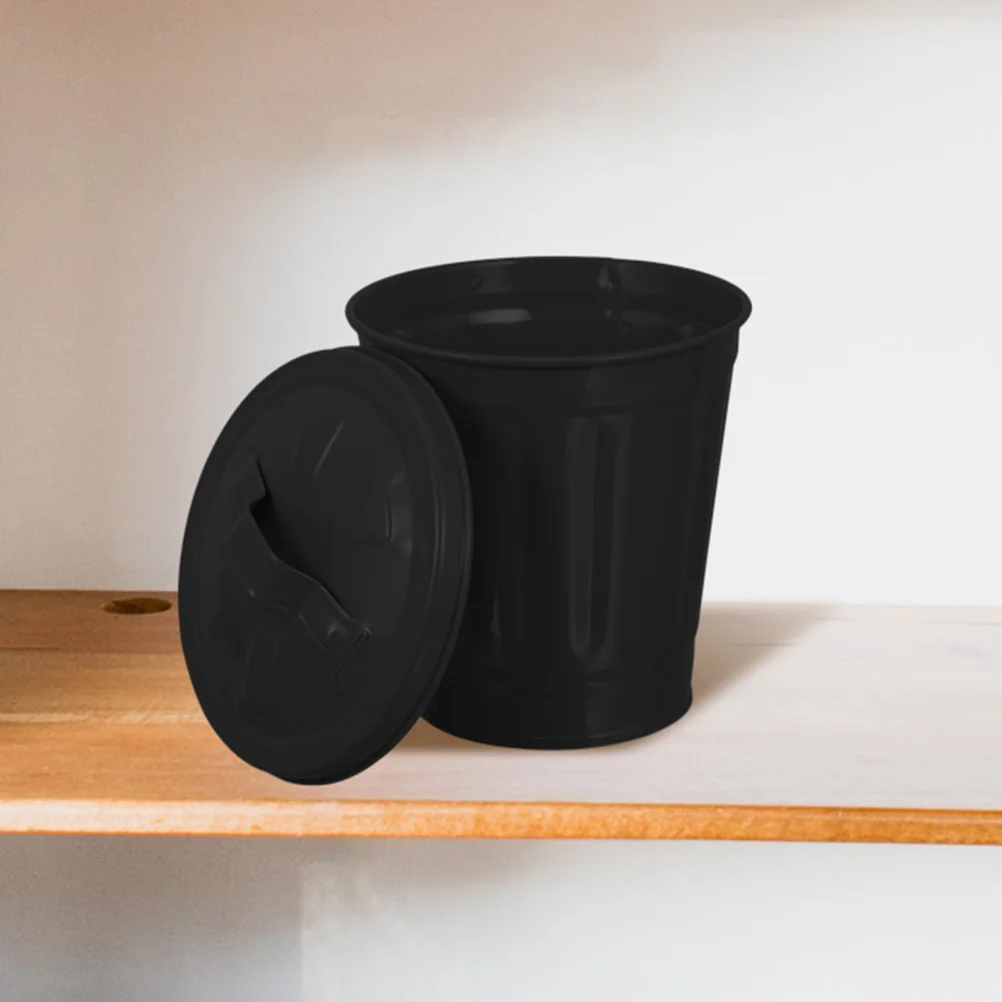 

2pcs Mini Trash Can Flowerpot Creative Desktop Waste Bin Iron Construction Small Garbage Container For Home Office Dorm Decor