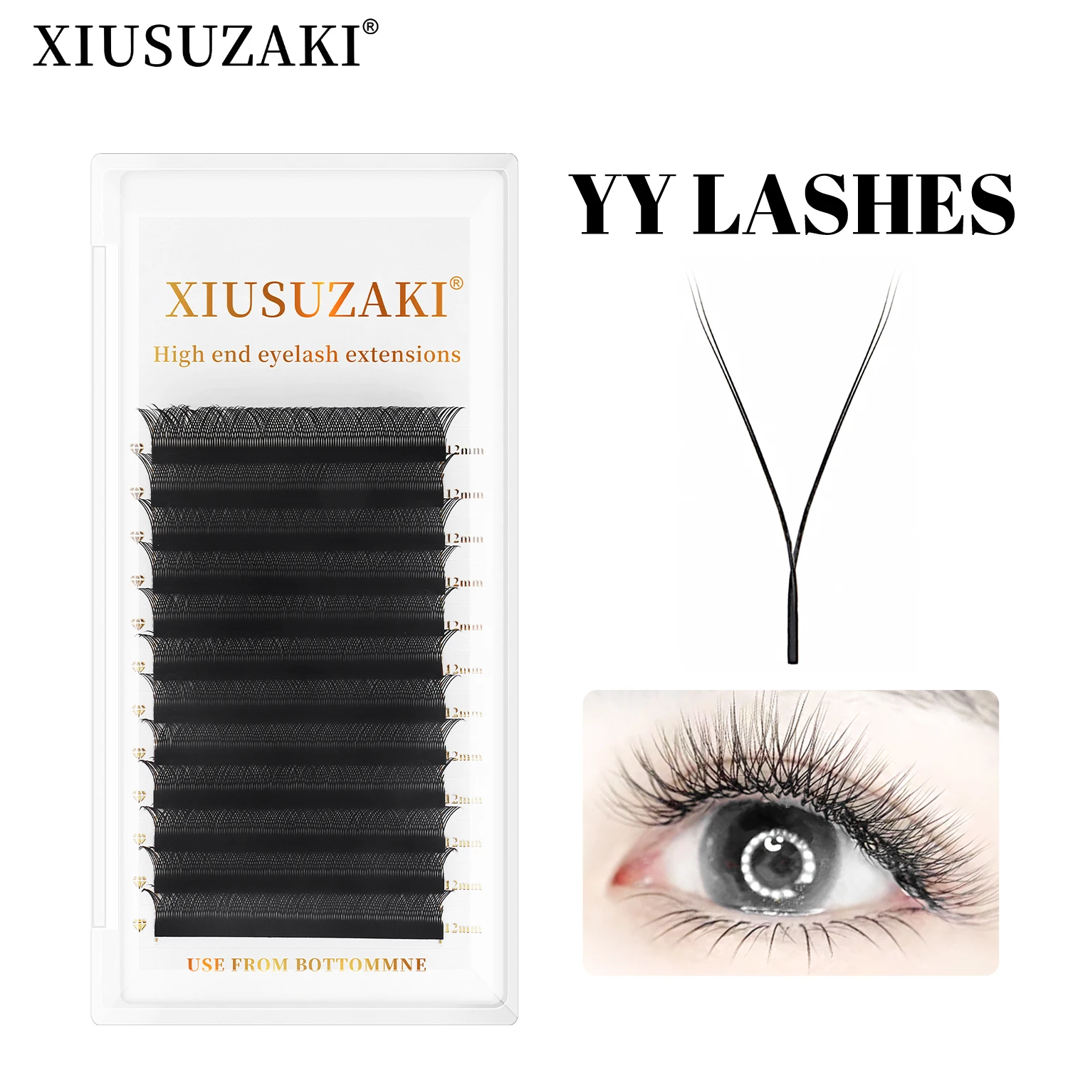 

XIUSUZAKI YY Shape Lashes Extensions Double Tips 2D YY Eyelashes Extension Soft Premade Volume Fans Individual Lashes Extension