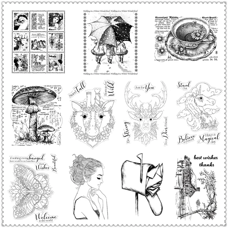 Vintage Stamp Unicorn Butterfly Girl 2022 New Clear Stamps For Scrapbooking Paper Making Account Craft Set Card Transparent Seal