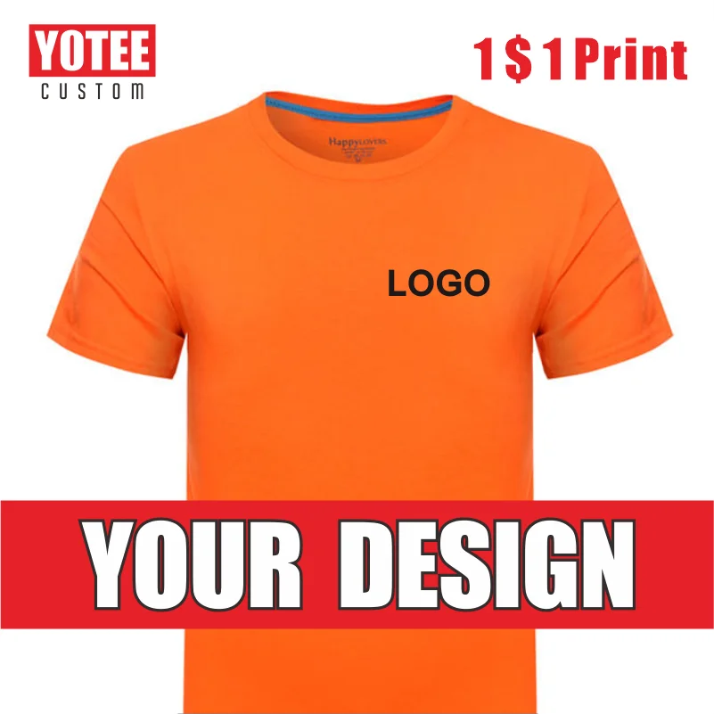 Летняя футболка YOTEE с логотипом, индивидуальный принт, вышивка своими руками, фото или логотип, однотонная модная мужская и женская рубашка на заказ