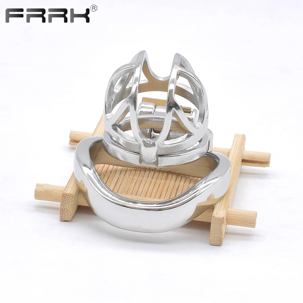 FRRK Male Chastity Belt Sexhop Open Design Breathable Metal Penis Cage Steel Dick Lock BDSM Toys Sex Shop Cock Ball Strap