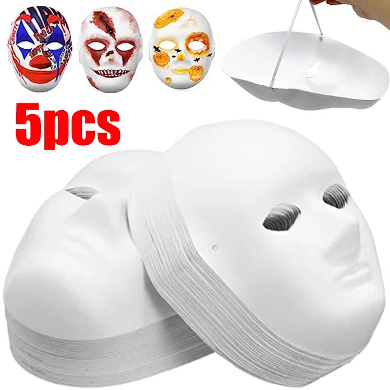 Blank White Mask Halloween Cosplay Women Men Face DIY Paintable Half Face Mask Animal Costume Party Decorate Craft Prop