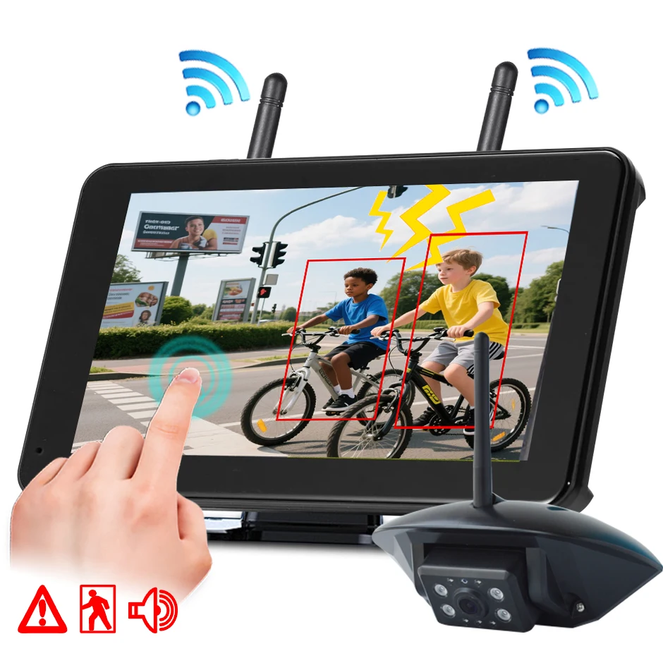7'' AHD Wireless Rear View Backup Camera BSD Alarm Digital DVR Recorder Monitor Touch Screen  For Truck/Trailer/Bus/RV/Van/Lorry
