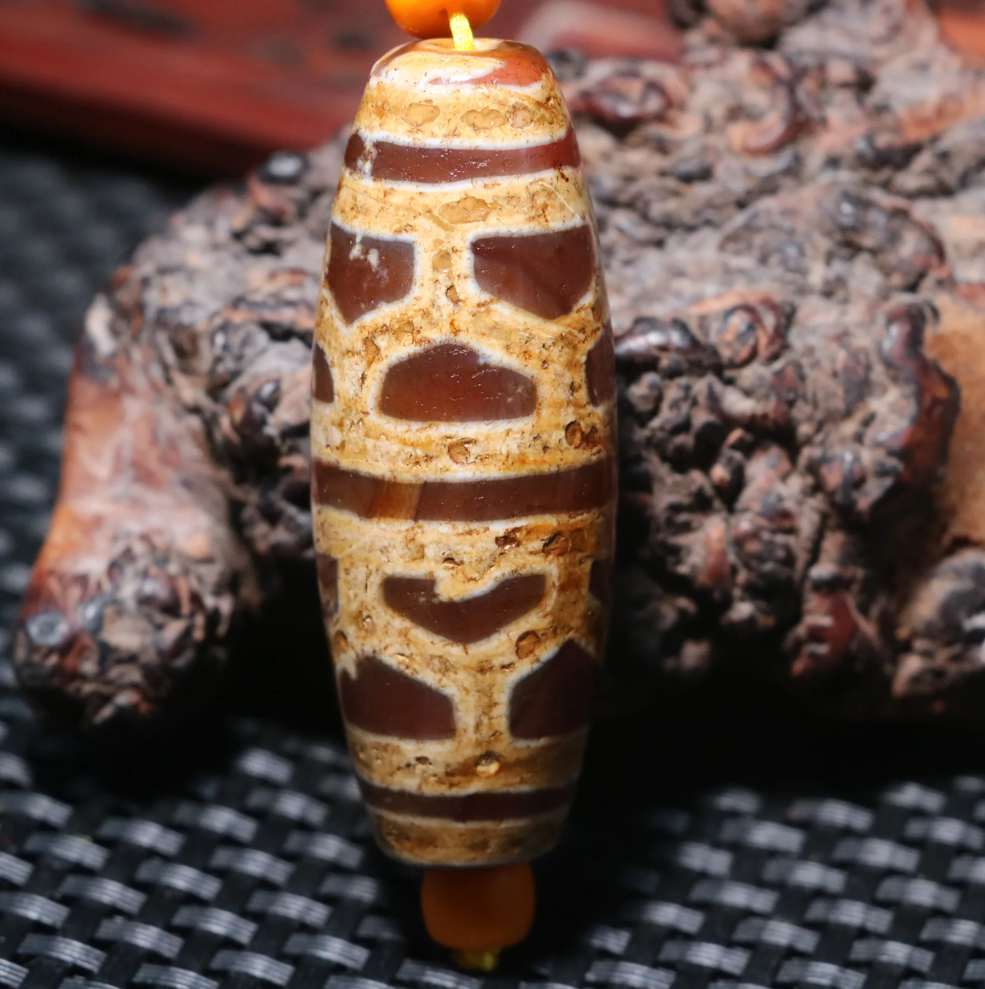 4A Energy Tibetan Old Agate Red Color Tortoise Shell Longevity dZi Bead 58*22MM LZK For Jewelry Amulet Timestown