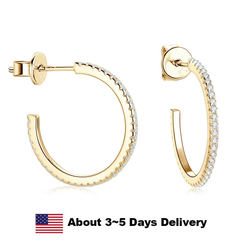 

Moissanite Diamond Earrings Plated 18K White Gold Real 925 Sterling Silver Hoop Earrings for Women D Color VVS1 Luxury Jewelry