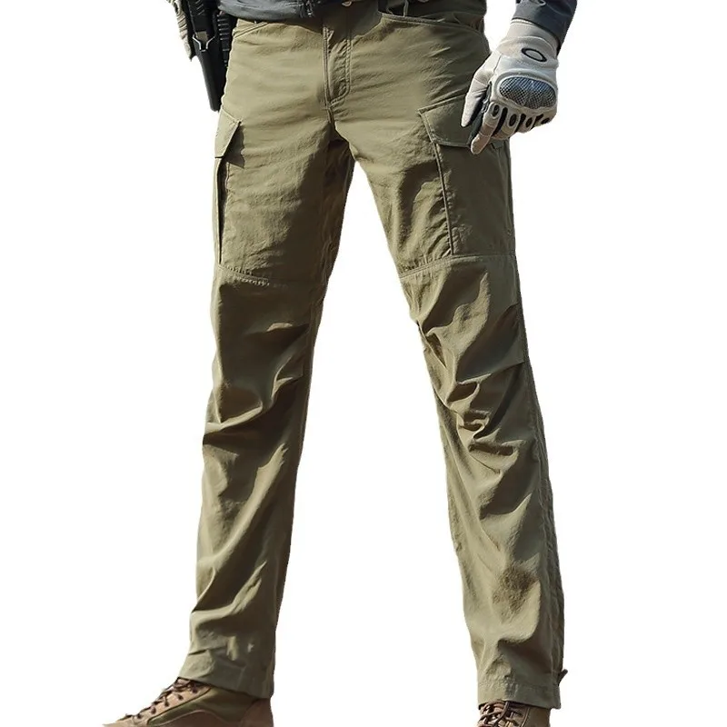 กางเกงทำงานกลางแจ้งสำหรับผู้ชาย ทนทานต่อการสึกหรอ กางเกงขายาวสำหรับฤดูใบไม้ผลิและฤดูใบไม้ร่วง แฟชั่นทันสมัย สไตล์คนเมือง ใส่ได้ทุกฤดู ผลิตจากผ้าฝ้าย