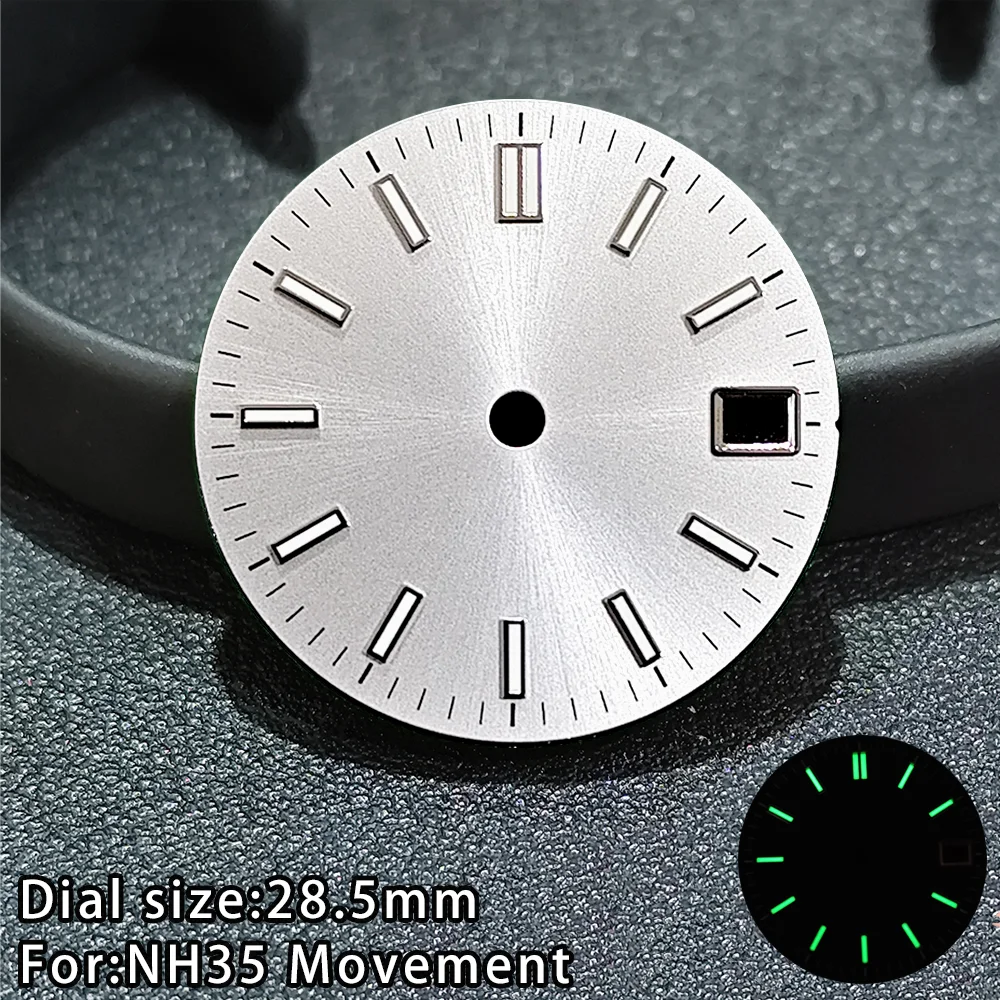 

NH35 Dial High Quality 28.5mm NH35 Watch Dial For NH35 Movement Men's Watch Accessories Green Luminous Dial Accessories