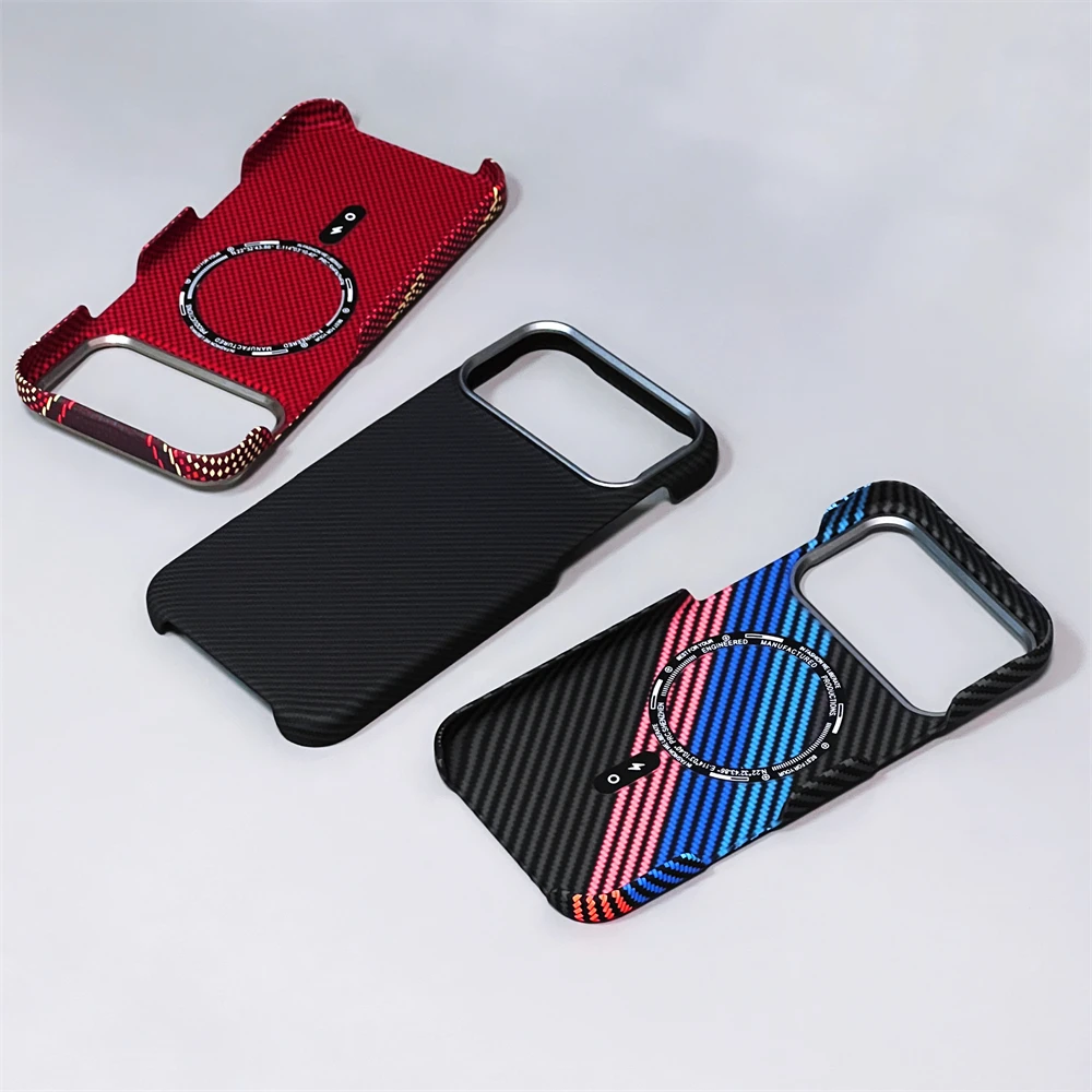 Slim Kelvar Carbon Fiber Ultra Thin Hard Case for iPhone 17 Pro Max 16 15 Magnetic for Magsafe Striped Pattern Colorful Cover - Image 4