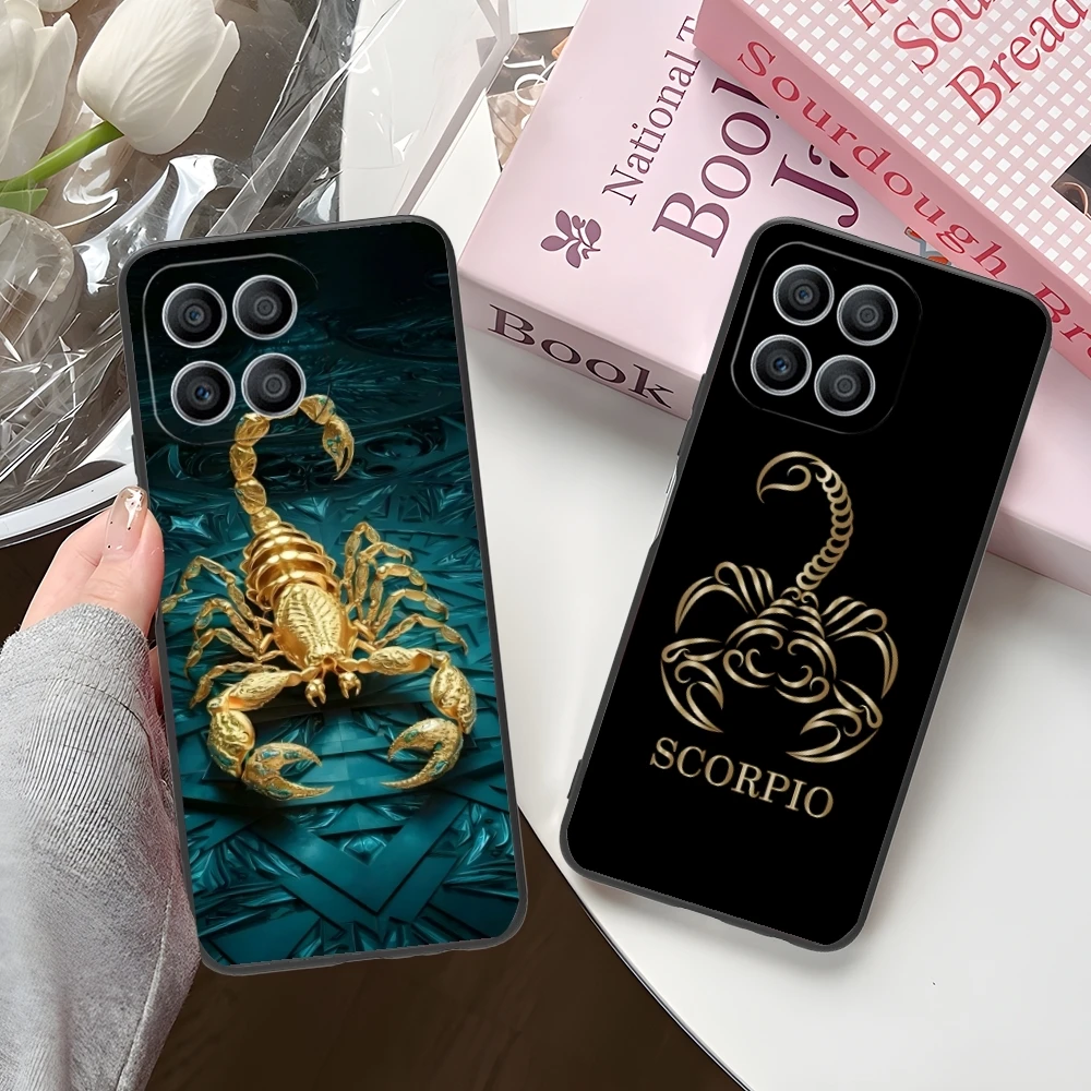 Colored Golden Scorpio Mobile Cell Phone Case for Huawei Honor 90 80 70 60 50 30 20 10 9 8 7 Pro S SE Lite 5G Black Cover Shell