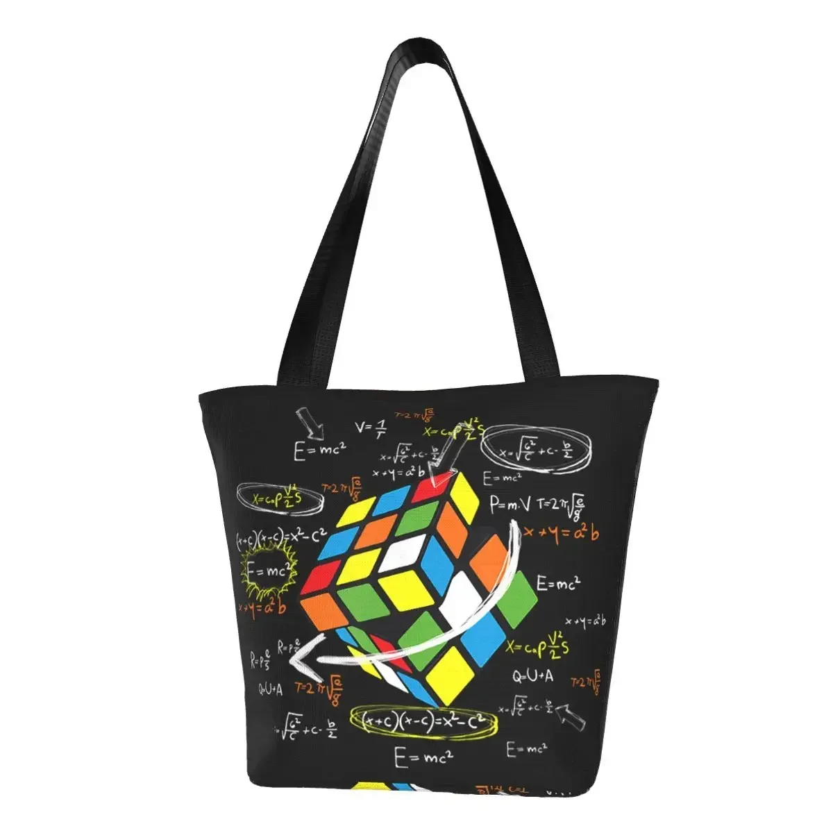 Cool Math Rubics Cube Grocery Shopping Tote Bag Women Cute Funny Math Lovers Canvas Shopper Shoulder Bag Large Capacity Handbag